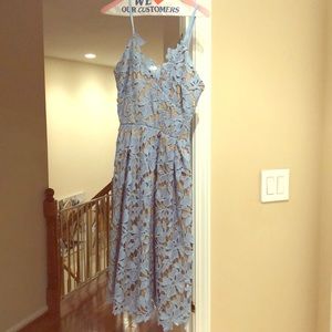 Baby Blue/Nude Floral Lace Baby Doll Dress
